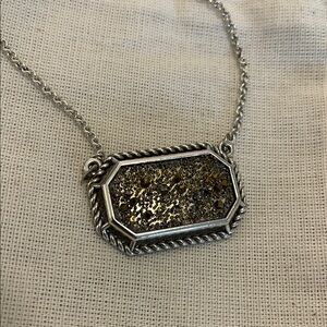 Brighton Silver and Gold-Tone Drusy Pendant Necklace